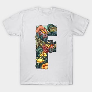 Initial Letter F doodle art T-Shirt